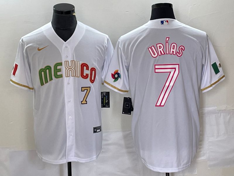 Men 2023 World Cub Mexico 7 Urias White Nike MLB Jersey style 23